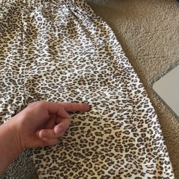 AERIE AMERICAN EAGLE Satin Jogger Lounge Pant Cream Brown Cheetah Leopard Pajama - Picture 14 of 14